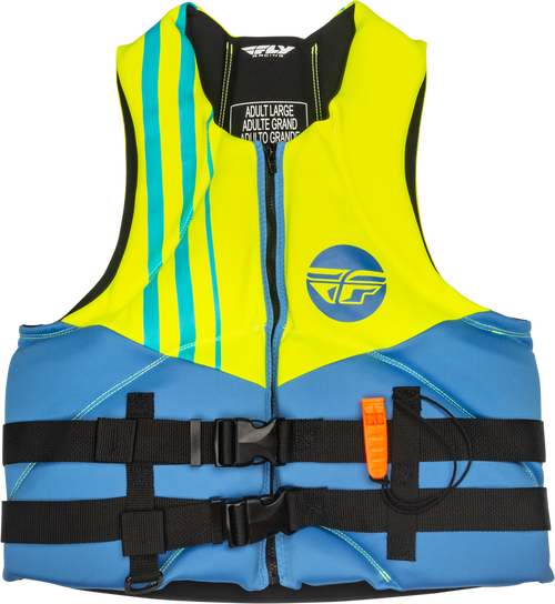 NEOPRENE FLOTATION VEST BLUE/HI-VIS/TEAL SM