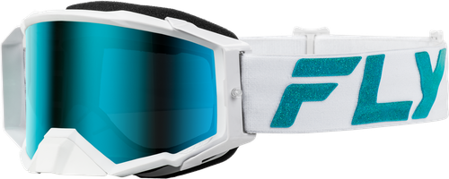 ZONE ELITE GOGGLE WHITE/TEAL W/ LIGHT GRN MIRROR/SMOKE LENS