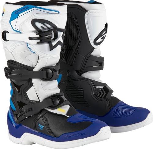 TECH 3S YOUTH BOOTS WHT/BLK/ENAMEL BLUE SZ 3