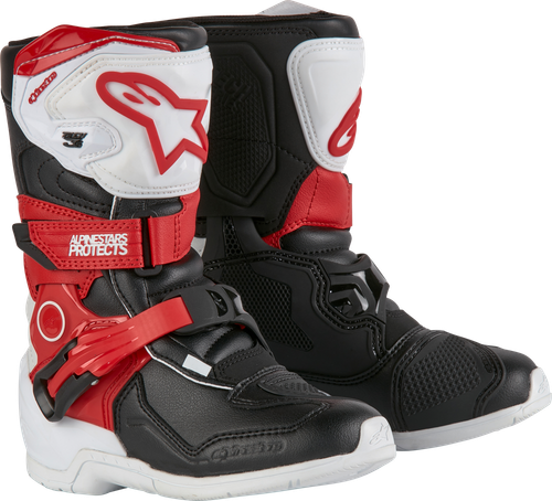 TECH 3S KIDS BOOTS WHITE/BLK/BT RED SZ 1