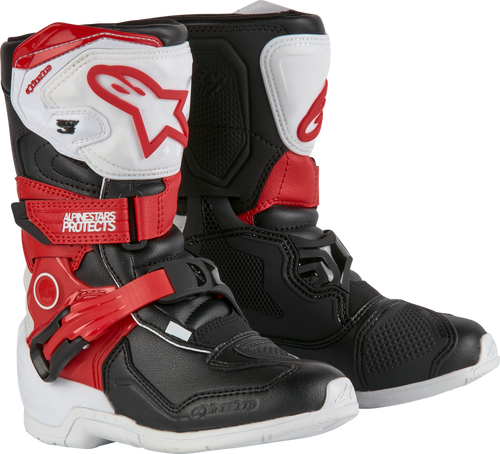 TECH 3S KIDS BOOTS WHITE/BLK/BT RED SZ 10