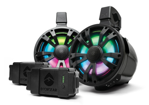 EXTRMTOWER 2-PK 8  SPKR 2 AMP SPEAKERS + 2 BATTERIES BLK