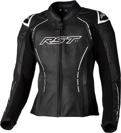 LADIES S1 CE JACKET BLACK/WHITE LEATHER XS