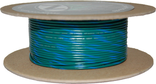 100' SPOOL 20-GAUGE WIRE (GREEN/BLUE STRIPE)