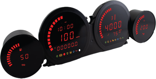 4 PIECE RED LED GAUGES `14-22 FLHT FLHX FLTR