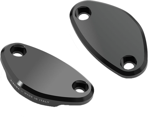 MIRROR BLOCK OFF PLATES PAIR BLACK KAW