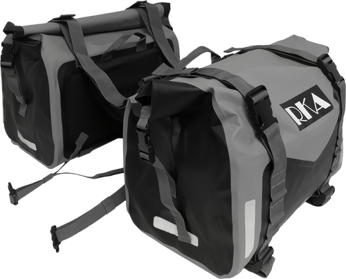 RUGGED MOTORCYCLE SADDLEBAGS 30L EA BLACK/GREY PAIR