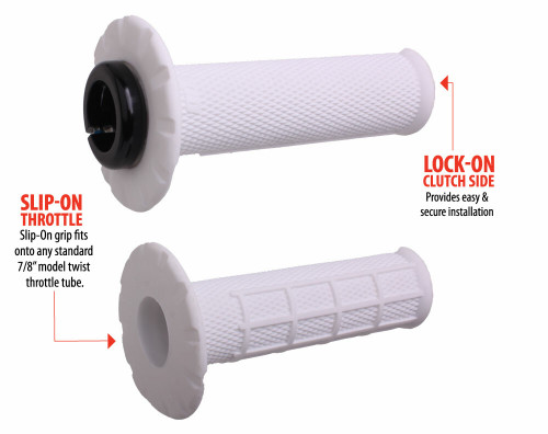 UNIVERSAL LOCK-ON GRIPS PRO HALF-WAFFLE WHITE/BLACK (SOFT)