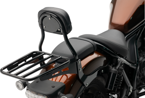 MINI ROUND SISSY BAR W/PAD BLACK HON REBEL 1100