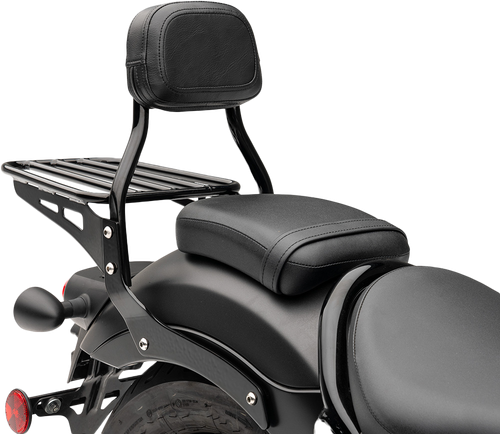 MINI ROUND SISSY BAR W/PAD BLACK HON REBEL 300/500