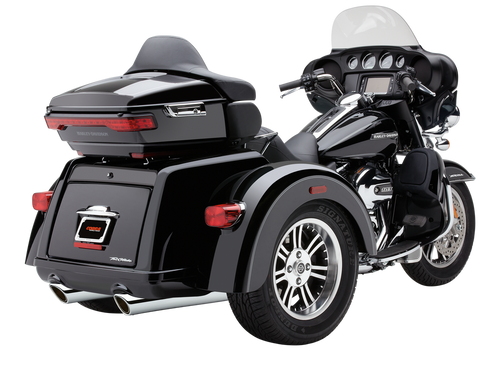 909-TWINS 4" SLIP-ONS BLACK TRI-GLIDE 09-25