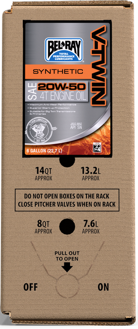 V-TWIN SYNTHETIC OIL 20W50 6GAL BAG IN BOX