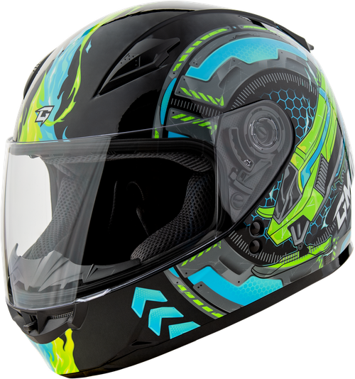 GM-49Y CHARGE HELMET BLACK/BLUE/GREEN YM
