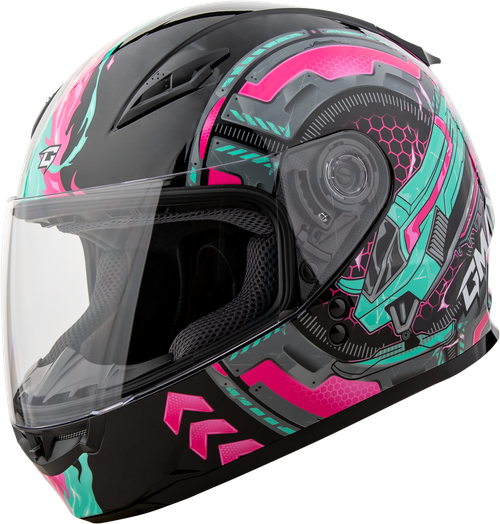 GM-49Y CHARGE HELMET BLACK/PINK/AQUA YM