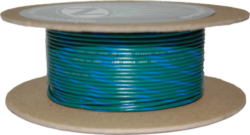 100' Spool 20-gauge Wire (green/blue Stripe)