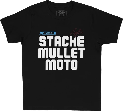 STACHE MULLET MOTO YOUTH TEE BLACK YL