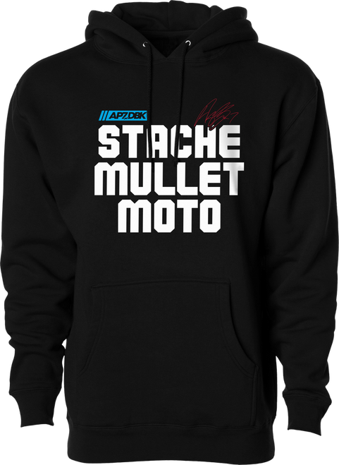 STACHE MULLET MOTO HOODIE BLACK 2X