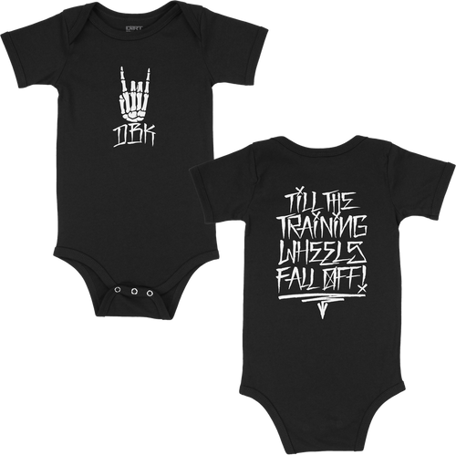 TRAINING WHEELS ONESIE BLACK 6 MONTH