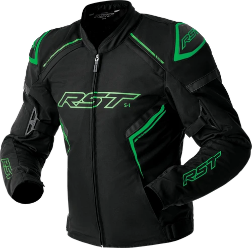 S1 D3O TEXTILE JACKET BLACK/GREY/FLO GRN MD