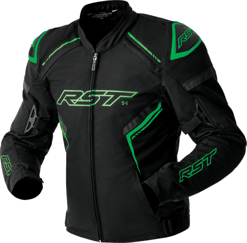 S1 D3O TEXTILE JACKET BLACK/GREY/FLO GRN LG