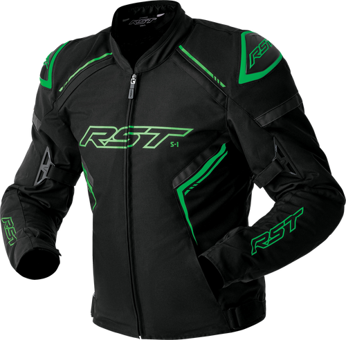 S1 D3O TEXTILE JACKET BLACK/GREY/FLO GRN XL