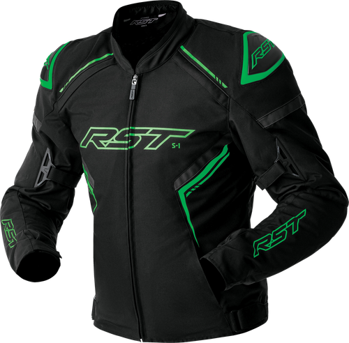 S1 D3O TEXTILE JACKET BLACK/GREY/FLO GRN XL