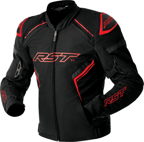 S1 D3O TEXTILE JACKET BLACK/GREY/RED SM