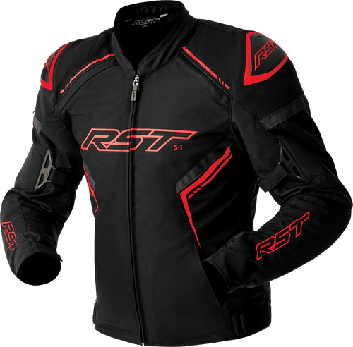 S1 D3O TEXTILE JACKET BLACK/GREY/RED 2X