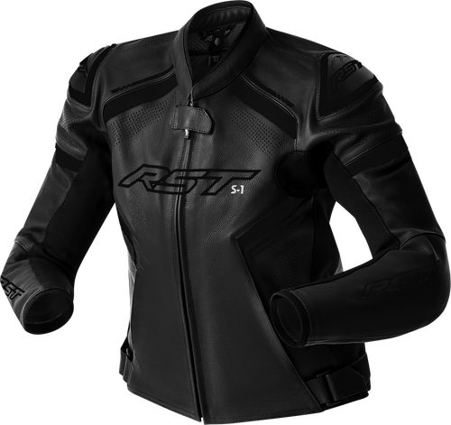 WOMENS S1 D3O LEATHER JACKET BLACK/WHITE LG