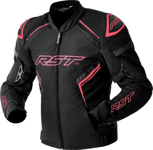 WOMENS S1 D3O TEXTILE JACKET BLK/FLO PINK LG