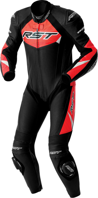 TRACTECH EVO D3O SUIT BLK/FLO RED LEATHER MD
