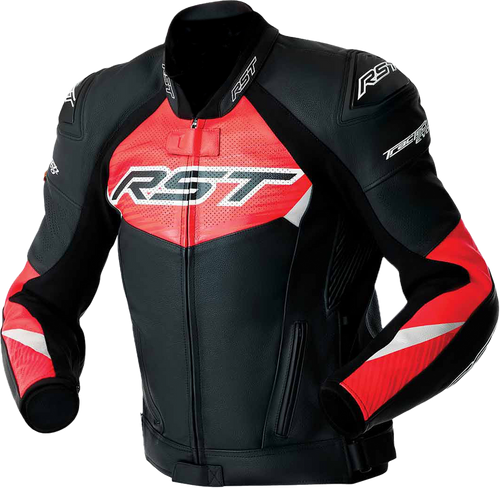TRACTECH EVO D3O JACKET BLK/FLO RED LEATHER MD
