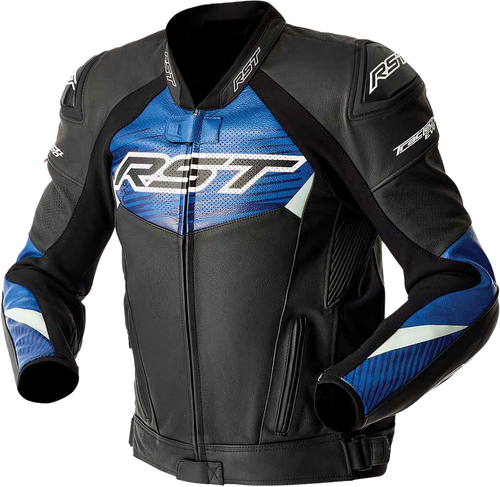 TRACTECH EVO D3O JACKET BLK/BLUE LEATHER LG