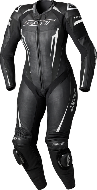WOMENS TRACTECH EVO D3O SUIT BLACK/WHITE LEATHER XS