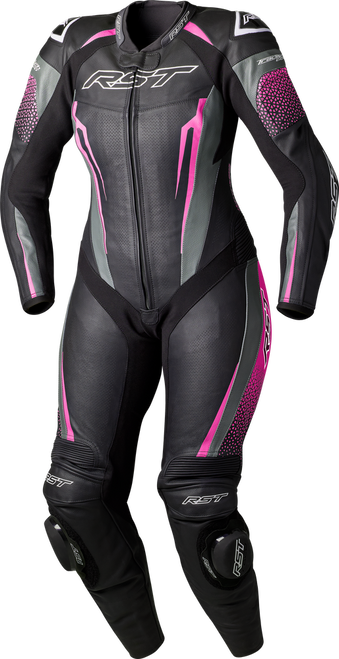 WOMENS TRACTECH EVO D3O SUIT BLACK/PINK LEATHER XS