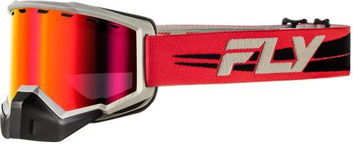 FOCUS SNOW GOGGLE RED/BLK W/RED MIRROR/ROSE LENS