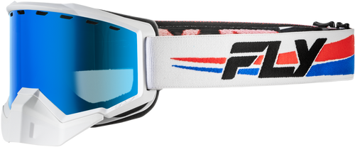 FOCUS SNOW GOGGLE WHTE/RED/BLU W/DARK BLUE MIRROR/SMOKE LENS