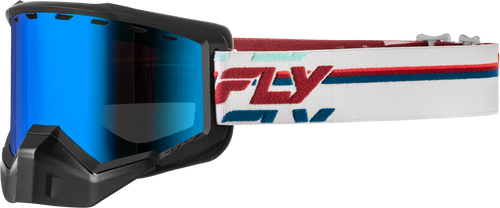 FOCUS SNOW GOGGLE RED/WHTE W/SMOKE/DARK BLUE LENS