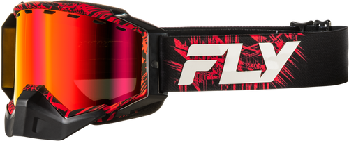ZONE SNOW GOGGLE RED/BLK W/RED MIRROR/AMBER LENS