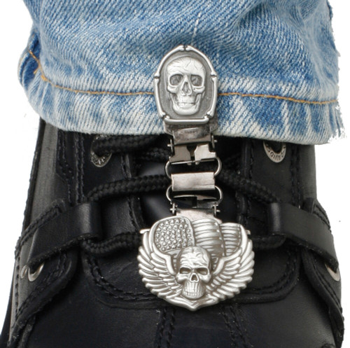 CLIPS FOR LACED BOOTS BONES/SKULL