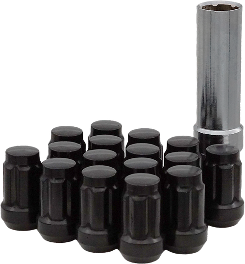 16/PK 12MMX1.25 TAPERED LUG NUTS 60  SPLINED BLACK