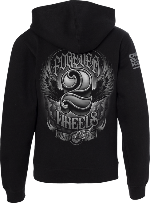 TWO WHEELS YOUTH HOODIE BLACK YX