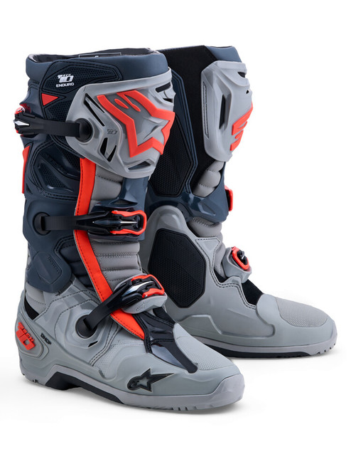TECH 10 ENDURO BOOTS MID GRY/DRK GRY/RED FLUO 7