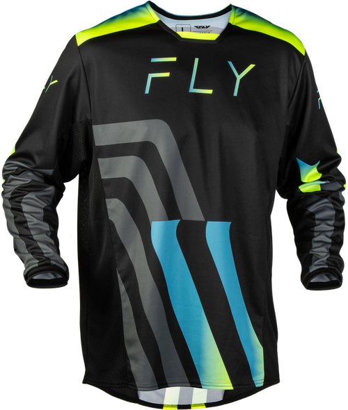 KINETIC VOLT JERSEY BLACK/GREY/TEAL/YELLOW SM