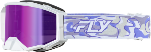 ZONE PRO SWIRL GOGGLE WHT/PUR W/ PURPLE MIRROR/SMOKE LENS