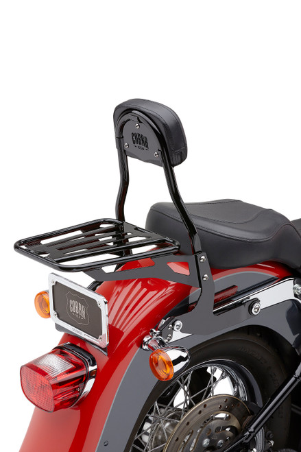 Detachable Bakcrest Round Black Softail 00-06