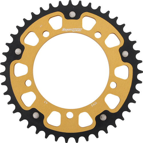 REAR STEALTH SPROCKET ALU/STL 43T-520 GLD HAY/SUZ/TRI