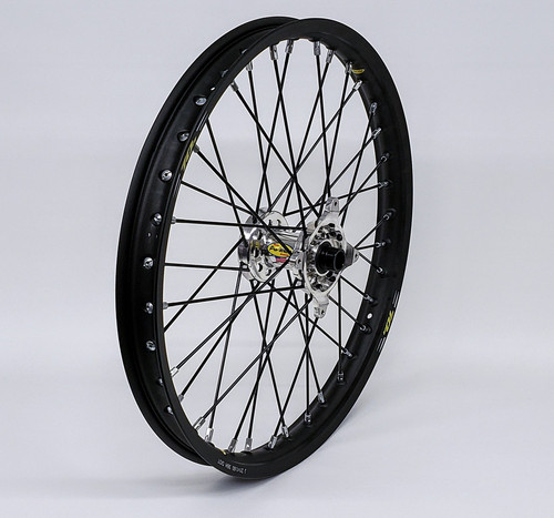 WHEEL FRONT 1.60X21 SILVER HUB BLK RIM/BLK SPOKE/SIL NIPPLE