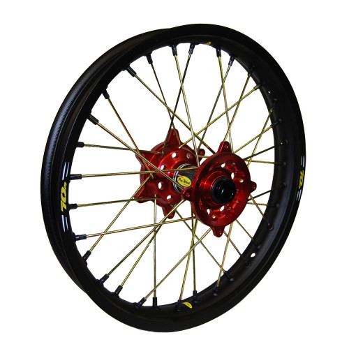 WHEEL REAR 2.15X19 RED HUB BLK RIM/GLD SPOKE/BLK NIPPLE