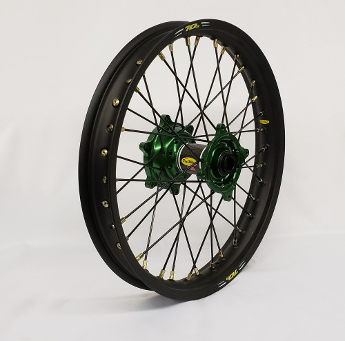 WHEEL REAR 1.85X19 GREEN HUB BLK RIM/BLK SPOKE/GLD NIPPLE